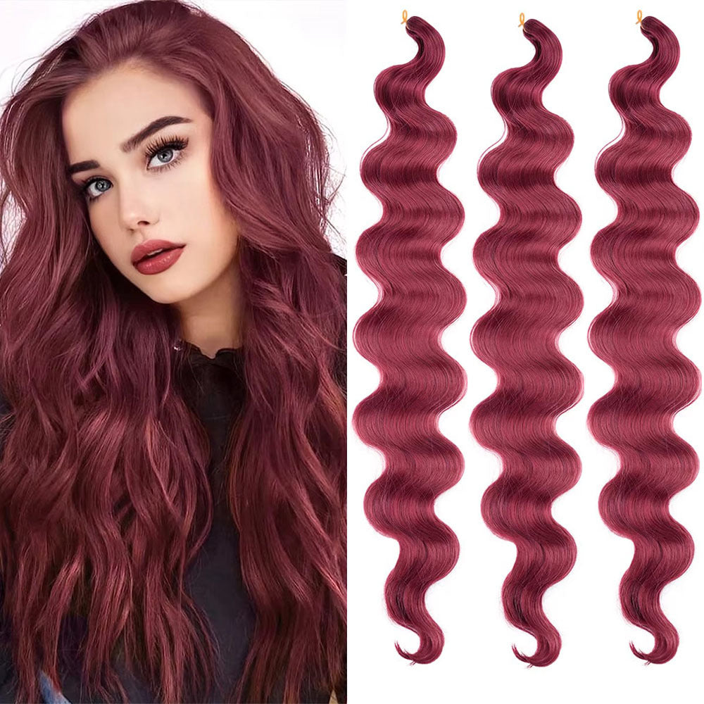 European And American Style Wig Wine Red Big Wave Chemical Fiber Braided Hair Crochet Hair Extension