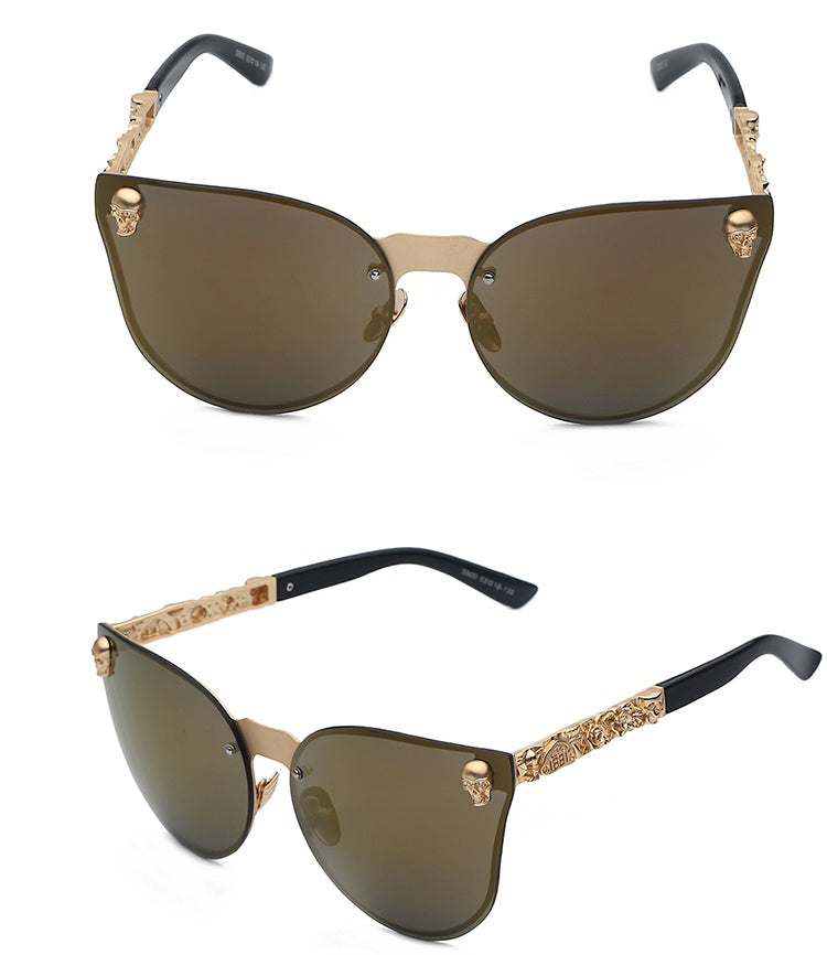 Gothic new reflective sunglasses men and women tide personality metal large box sunglasses taro decorative glasses