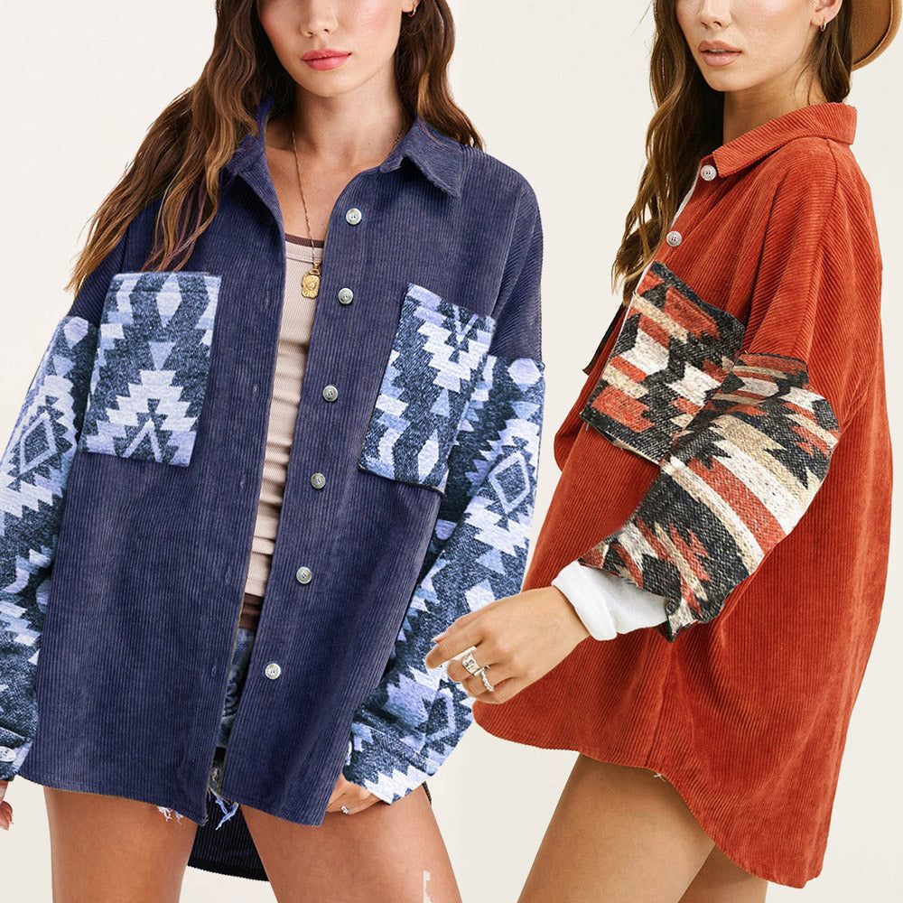 Fall Winter Cowboy Coat Female Corduroy