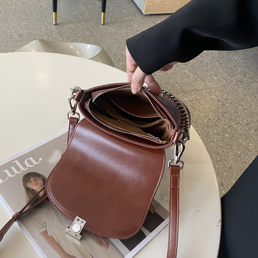 Leather Chain Women's First Layer Leather One-shoulder Crossbody Bag