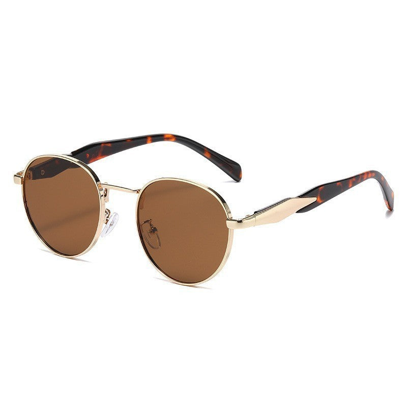 Metal Round Frame Sun Glasses UV Protection For Women