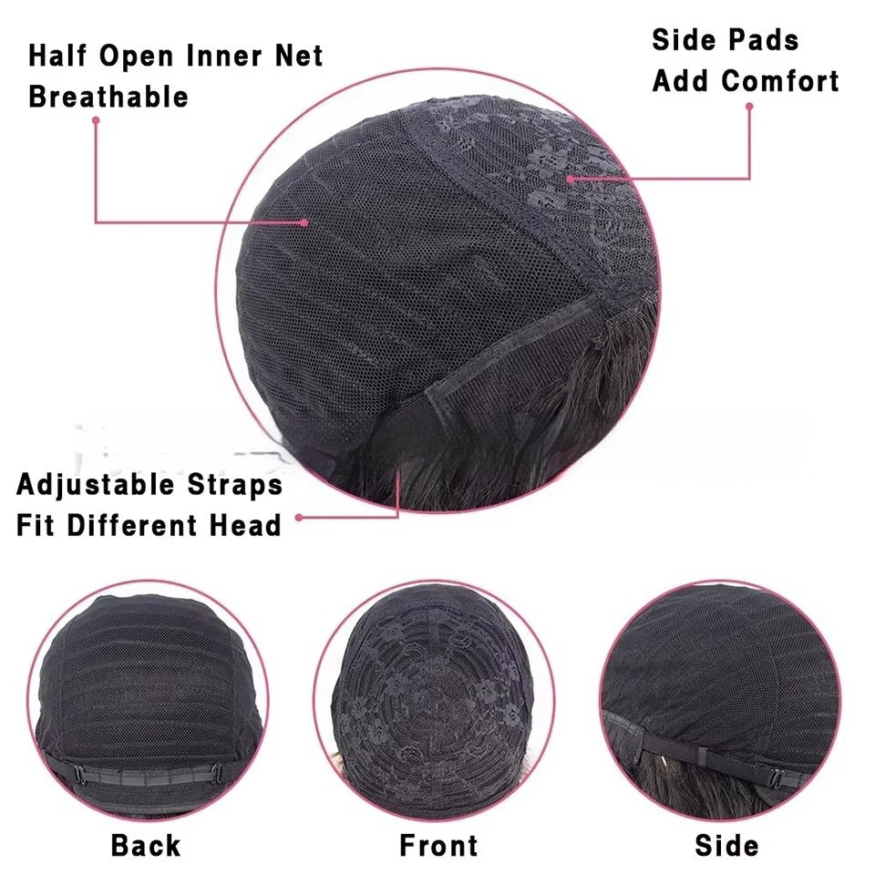 Natural Color Full-mechanism Headgear Straight Fringe Wigs Without Lace