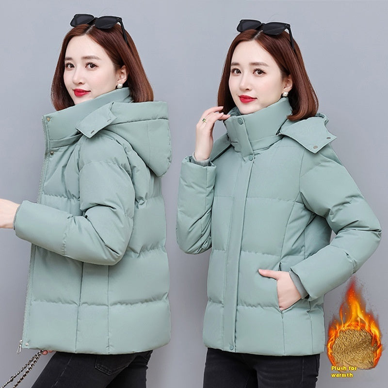 Fall Winter Hooded Cotton-padded Clothes For Plus Size Women