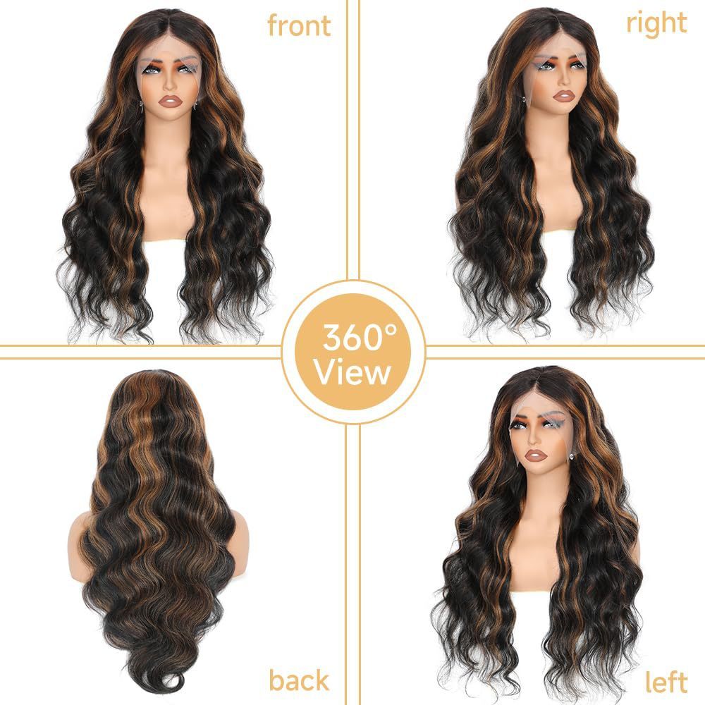 Cross-border New Wig European And American Ladies Front Lace Synthetic Wigs Brown Medium Long Curly Hair Big Wave