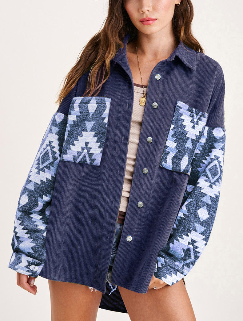 Fall Winter Cowboy Coat Female Corduroy