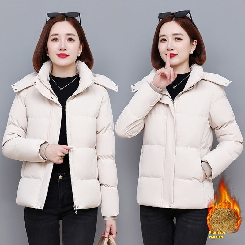 Fall Winter Hooded Cotton-padded Clothes For Plus Size Women
