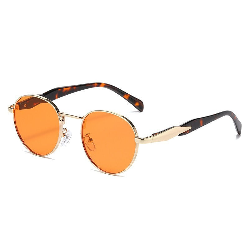 Metal Round Frame Sun Glasses UV Protection For Women